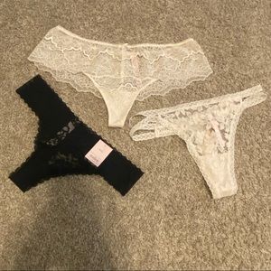 NWT White and black lace underwear / panties. Victoria’s Secret, pink, and Auden